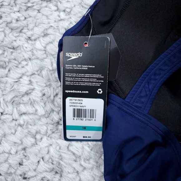 Speedo Conservative Ultraback One Piece with Princess Seam Navy Blue Size 16 - Picture 6 of 10